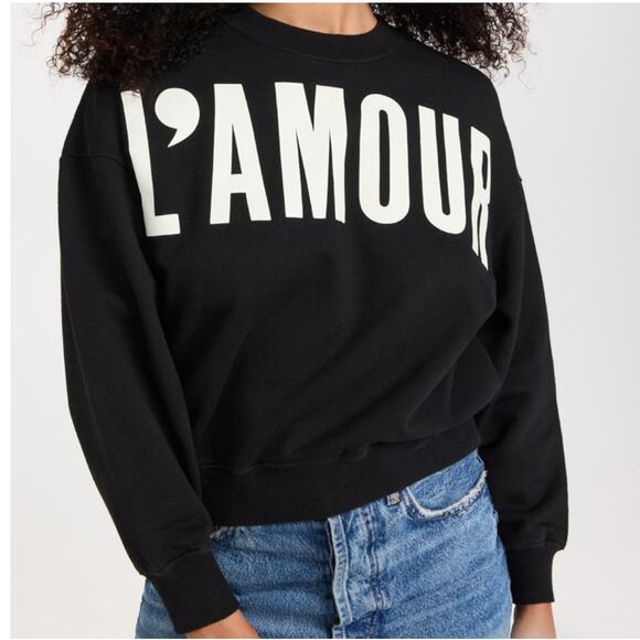 Clare Vivier L'Amour Le Drop Sweatshirt Black Top Clare V Womens Size Large - Picture 4 of 13